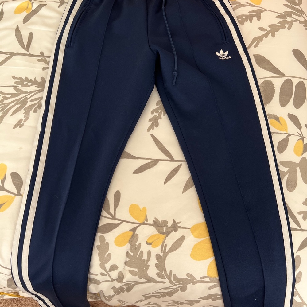 Adidas Dark Blue Joggers with White Accents